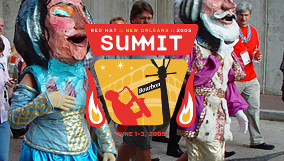 Red Hat New Orleans 2005 Summit advertisement.